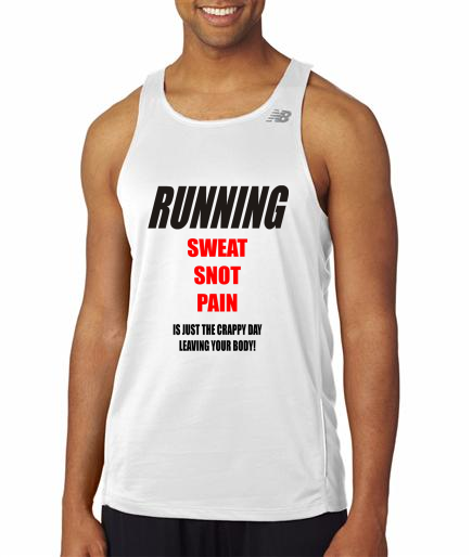 Running - Sweat Snot Pain - NB Mens White Singlet